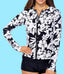 RAISINS - LONG SLEEVE FRONT ZIP RASHGUARD - ALOHA BLACK AND WHITE