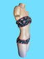 LAU DE LA - Strapless Bandeau Top and Full Coverage Bottom Embroidered Black/ Floral Bikini