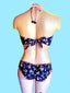 LAU DE LA - Strapless Bandeau Top and Full Coverage Bottom Embroidered Black/ Floral Bikini