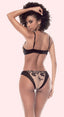 MAPALE LINGERIE - Three Piece GODDES black and nude - UW Bra, Bikini Panty & Garter Belt