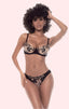 MAPALE LINGERIE - Three Piece GODDES black and nude - UW Bra, Bikini Panty & Garter Belt