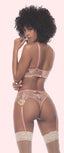 MAPALE LINGERIE - Three Piece UW Bra, Panty and Garter Belt Set Pink Garden