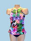 SHAPE SOLVER - Lush Life High Neck Keyhole Tankini Top